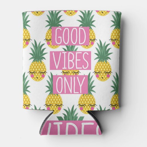 Good Vibes Pineapples Summer Pattern Can Cooler
