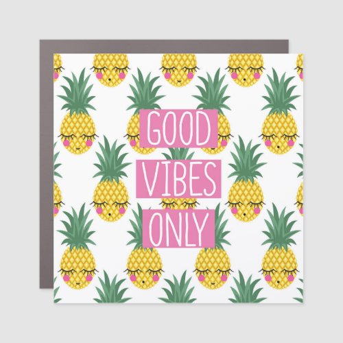 Good Vibes Pineapples Summer Pattern Car Magnet