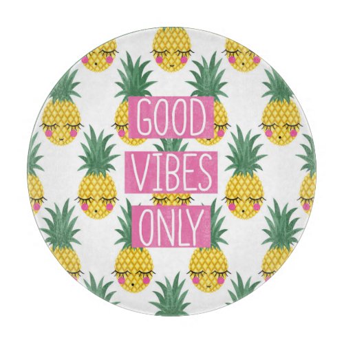 Good Vibes Pineapples Summer Pattern Cutting Board