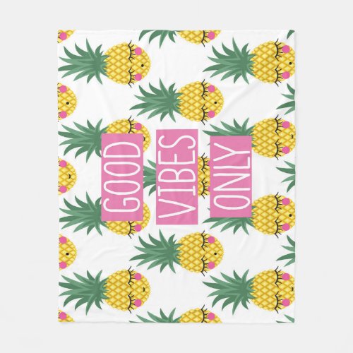 Good Vibes Pineapples Summer Pattern Fleece Blanket