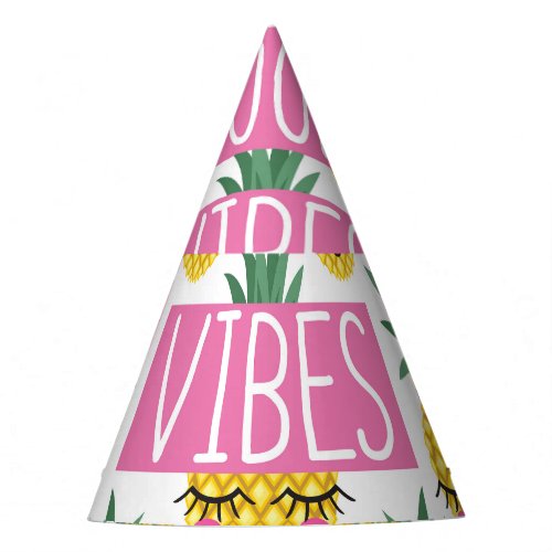 Good Vibes Pineapples Summer Pattern Party Hat
