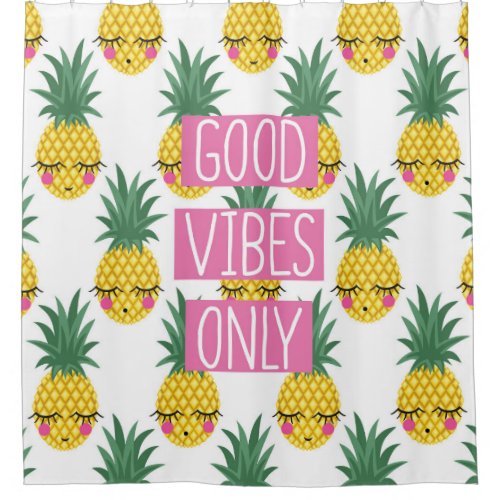 Good Vibes Pineapples Summer Pattern Shower Curtain