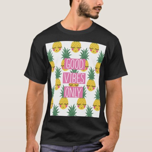 Good Vibes Pineapples Summer Pattern T_Shirt