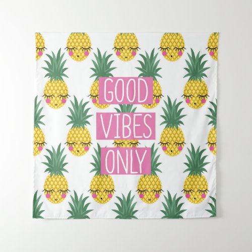 Good Vibes Pineapples Summer Pattern Tapestry