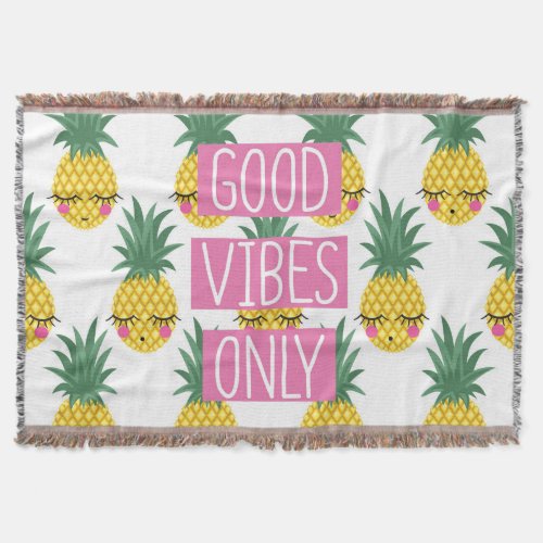 Good Vibes Pineapples Summer Pattern Throw Blanket