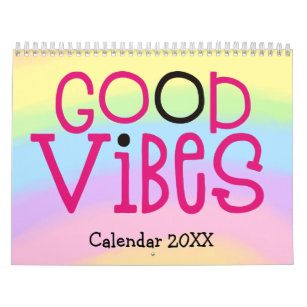 Good Vibes Positive QuoteTypography Rainbow 2022 Calendar