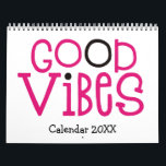 Good Vibes Positivity Quotes Pink White 2022 Calendar<br><div class="desc">Good vibes calendar with a positive uplifting message for every month of the year in large funky typography. The front and back covers have a white background with hot pink lettering with a touch of black, and inside hot pink backgrounds with white typography with hot pink and black highlights. You...</div>