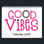 Good Vibes Positivity Quotes Pink White 2022 Calendar<br><div class="desc">Good vibes calendar with a positive uplifting message for every month of the year in large funky typography. The front and back covers have a white background with hot pink lettering with a touch of black, and inside hot pink backgrounds with white typography with hot pink and black highlights. You...</div>