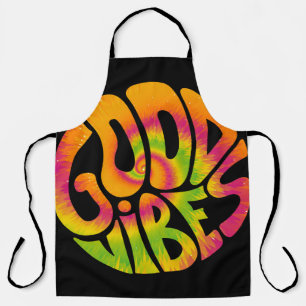 Good vibes quote. Tie dye psychedelic surreal font Apron