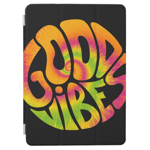 Good vibes quote Tie dye psychedelic surreal font iPad Air Cover