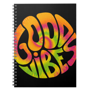 Good vibes quote. Tie dye psychedelic surreal font Notebook