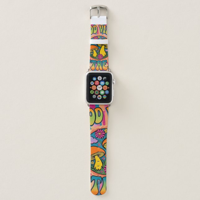 Good vibes retreat mushroom apple watch band (Front)