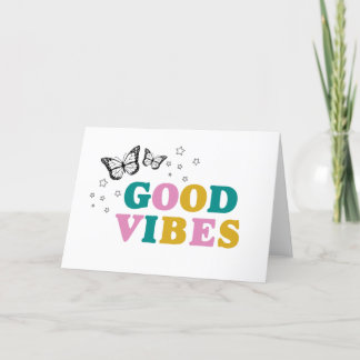 Good Vibes! Retro and Colorful Butterfly Thank You Card