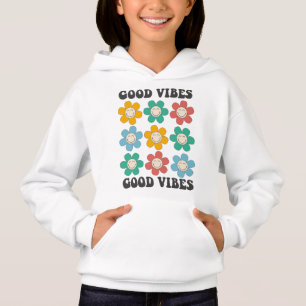Good Vibes Retro Colorful Daisy Flowers Hoodie