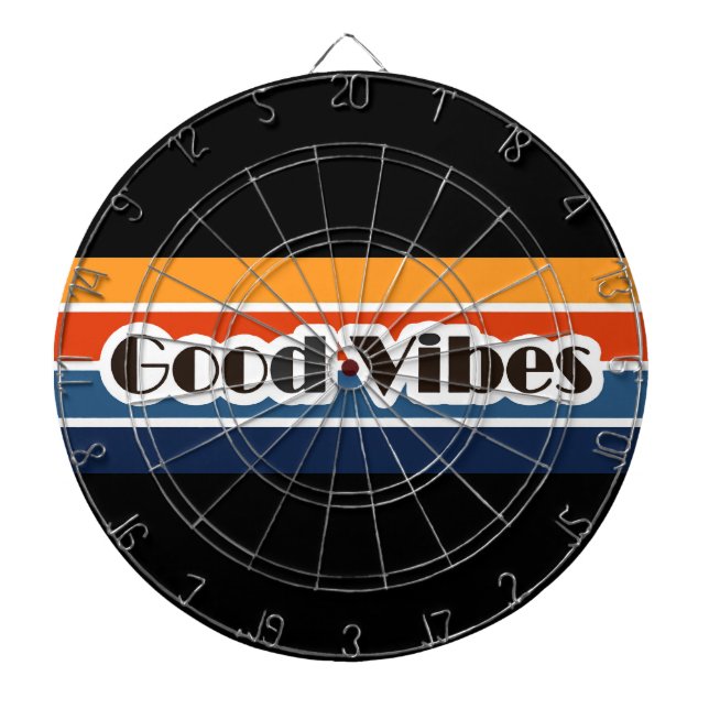 Good Vibes Retro Style Dart Board (Front)