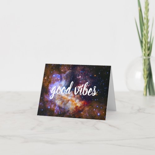 Good Vibes Star Clusters Positive Message Space Card