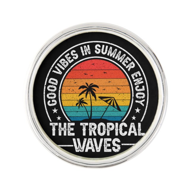Good Vibes Summer Tropical Waves-64107 Lapel Pin (Front)