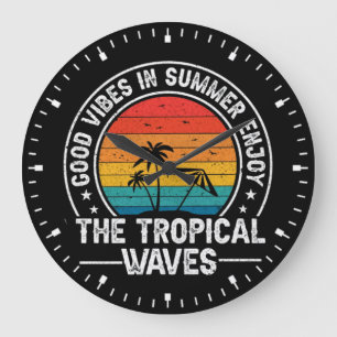 Good Vibes Summer Tropical Waves-64107 Large Clock