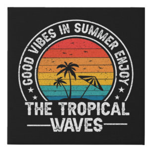 Good Vibes Summer Tropical Waves Faux Canvas Print