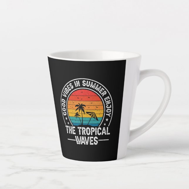 Good Vibes Summer Tropical Waves Latte Mug (Right)