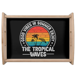 Good Vibes Summer Tropical Waves Serving Tray