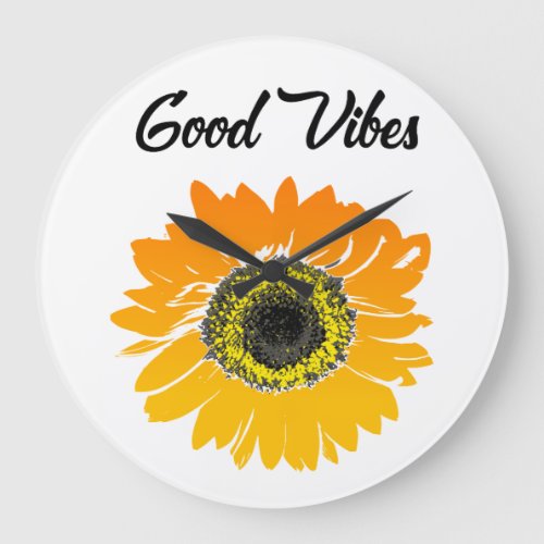 Good Vibes Sunflower     Large Clock