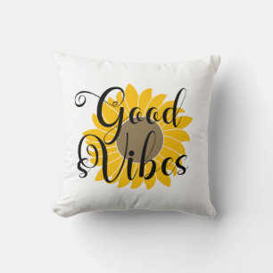 Good Vibes Sunflower T-Shirt Throw Pillow