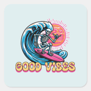 Good Vibes - Surfing - Summer Vibes Square Sticker