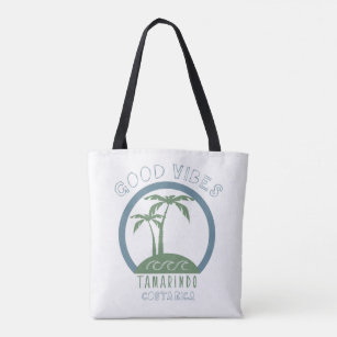Good Vibes Tamarindo Costa Rica Palm Tree Beach Tote Bag