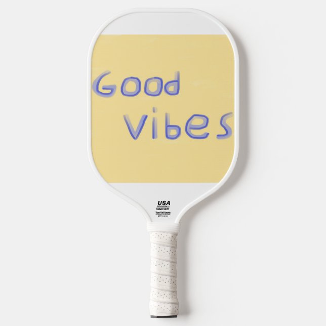 good vibes text art pickleball paddle (Front)