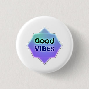 "Good Vibes" Text on Gradient Star Shape Button