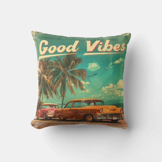 Good Vibes Throw Pillow (Front)
