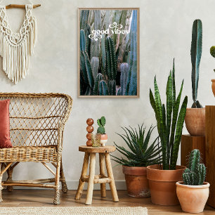 Good Vibes Trendy Retro Summer Desert Cactus Poster
