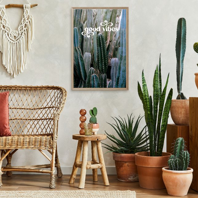Good Vibes | Trendy Retro Summer Desert Cactus Poster (Creator Uploaded)