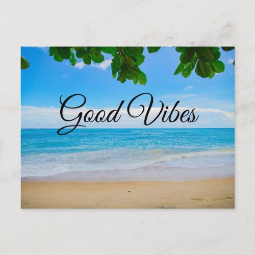 Good Vibes Tropical Beach Sun Sand and Sea Postcard