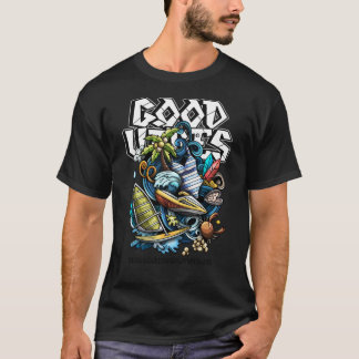 Good Vibes – Tropical Surf and Beach Illustration T-Shirt