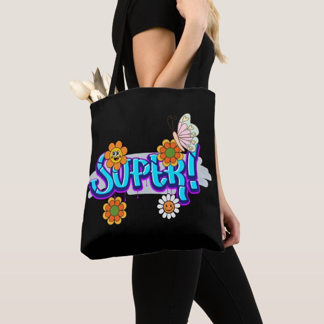 Good Vibes Typography Tote Bag (Close Up)