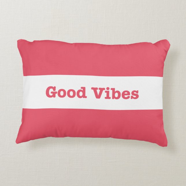 Good Vibes White Band Design (Customizable Color) Accent Pillow (Back)