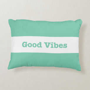 Good Vibes White Band Design (Customizable Color) Decorative Pillow