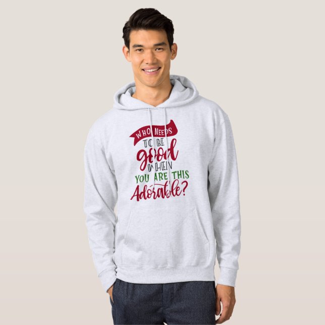 Good vs Adorable - Funny Christmas Holiday Hoodie (Front Full)