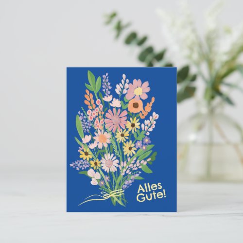 Good wild flowers sweet Gouache congratulations Postcard