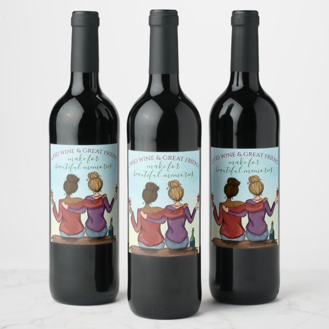 Good Wine & Great Friends Wine Labels (Bottles)