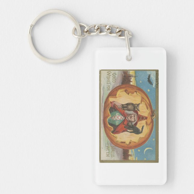 Good Wishes For Halloween Vintage Image Keychain (Front)