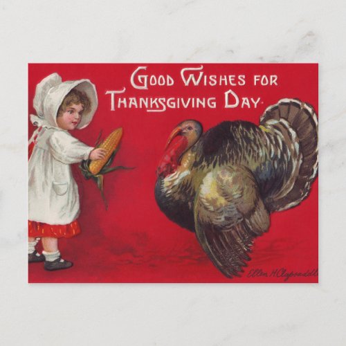 Good Wishes for Thanksgiving Day Holiday Postcard