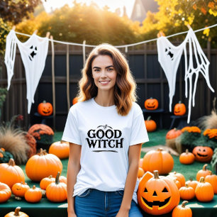 Good Witch & Bat Design Halloween Magic T-Shirt