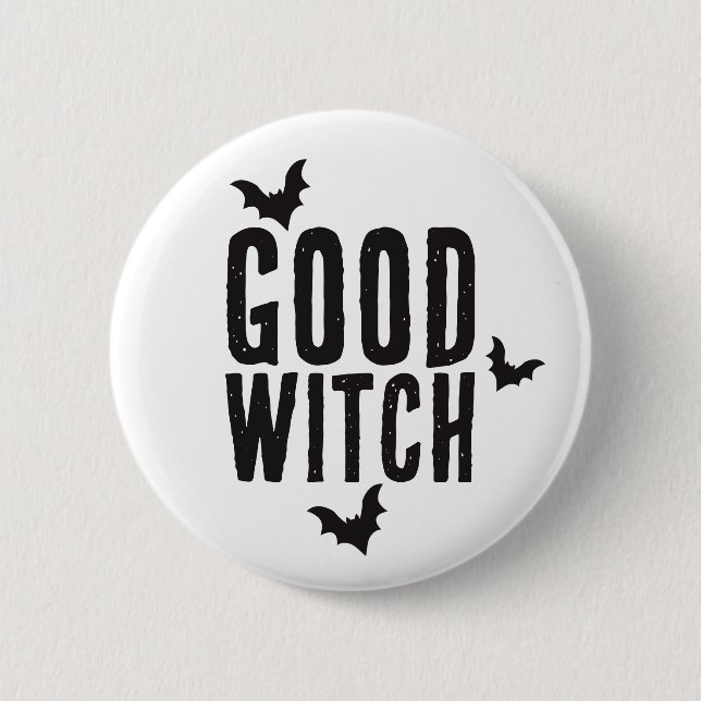 Good Witch, Bats, Halloween Button (Front)
