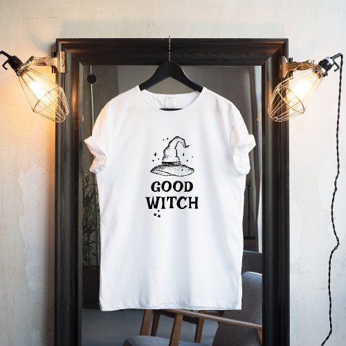Good Witch Black and White Halloween Womens T_Shirt