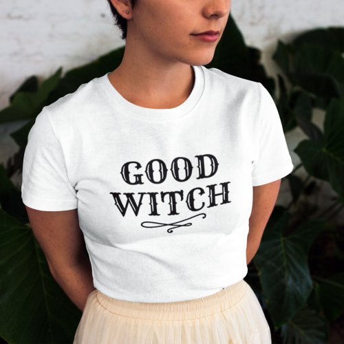 Good Witch Black and White Womens Halloween T_Shirt