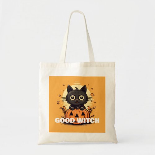 Good Witch Cat _ Halloween Theme Cat Lovers Tote Bag