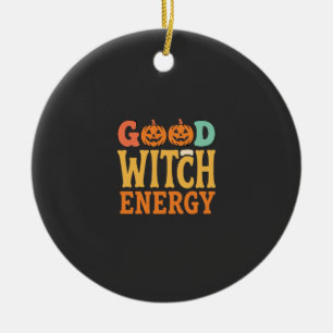 Good Witch Energy Halloween Pumpkin Design_1 Ceramic Ornament